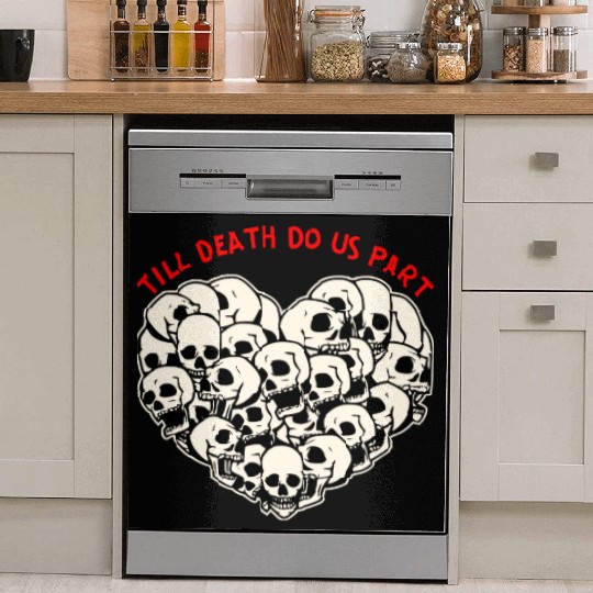 Till Death Do Us Part Skulls Heart ©WhiteTigerLLC Dish Washer Covers