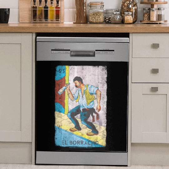 Loteria El Borracho Colorful Tarot Card Dish Washer Covers