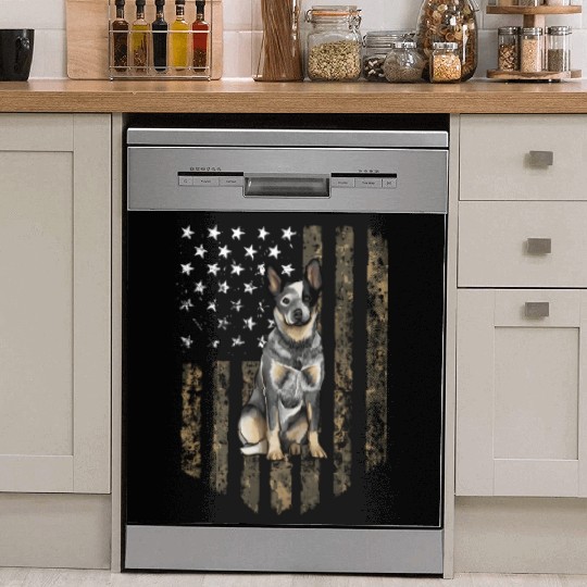 Camo American Flag Australian Cattle Dog 4Th Of Dish Washer Covers