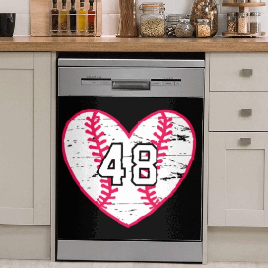 Baseball Softball Heart Number 48 Sports Player Dish Washer Covers