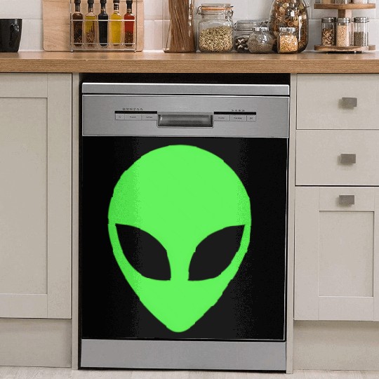 Green Alien Head 90S Style Dish Washer Covers