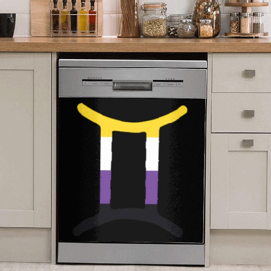 Non Binary Gemini Sign Non Binary Pride Dish Washer Covers