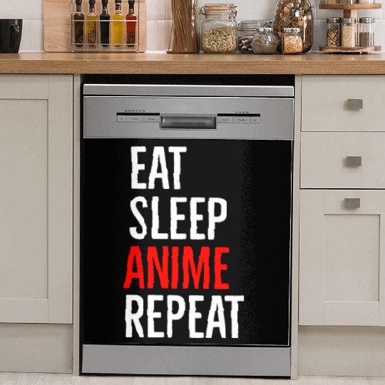 Eat Sleep Anime Repeat Dish Washer Covers