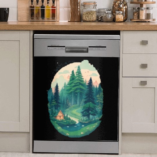 Pine trees Pine Tree Mountain Landscape Dish Washer Covers