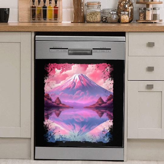 Aesthetic Vaporwave Volcano Japan Sight Mount Fuji Dish Washer Covers
