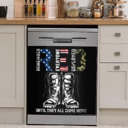 Remember Everyone Deployed Us Flag Camouflage Red Dish Washer Covers