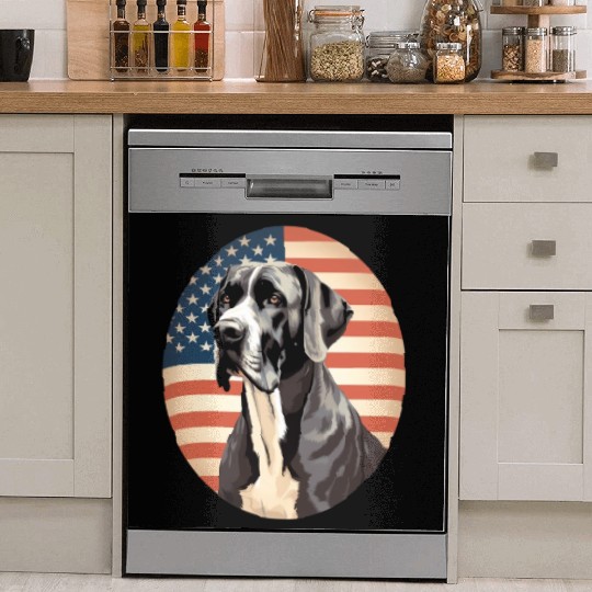Great Dane With Patriotic Usa Flag American Dish Washer Covers