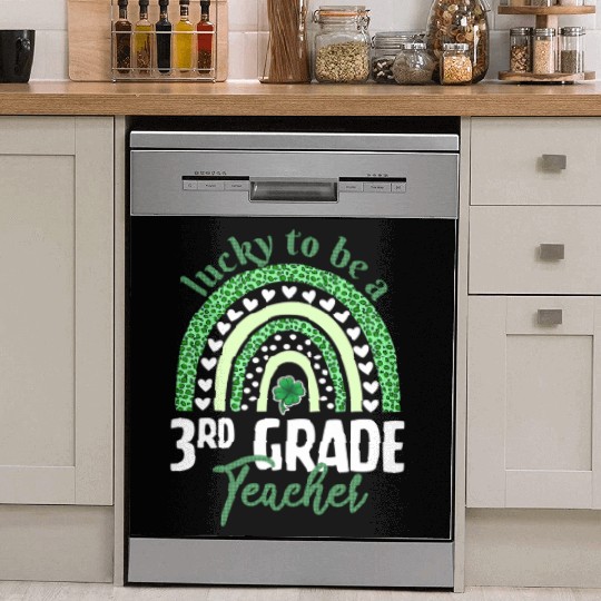 Lucky To Be A 3Rd Grade Teacher St Patric Day Leop Dish Washer Covers