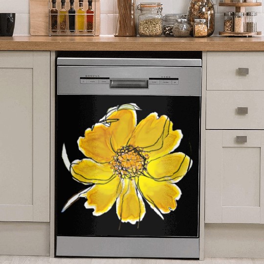 Radiant Yellow Blossom Flower Dish Washer Covers