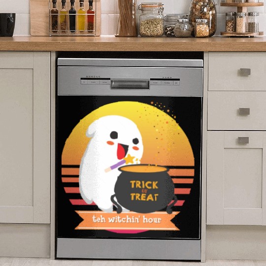 Halloween Cute Ghost Witching Hour Trick Or Treat Dish Washer Covers