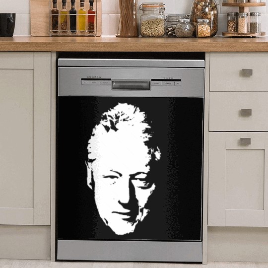 Bill Clinton White On Black Pop Art Dish Washer Covers