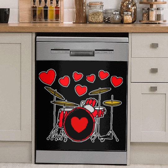 Valentines Drummer Drum Teacher Wedding Musician Dish Washer Covers