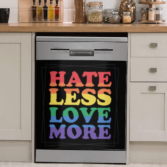 Vintage LGBT Pride Month Hate Less Love More Dish Washer Covers