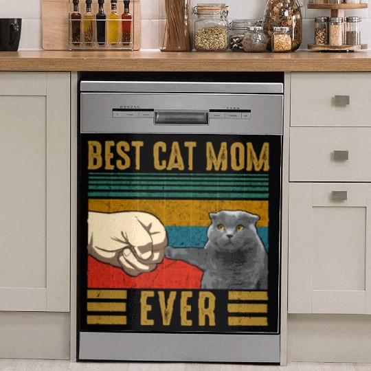Vintage Best Cat Mom Ever Mothers Day Scottish Fol Dish Washer Covers