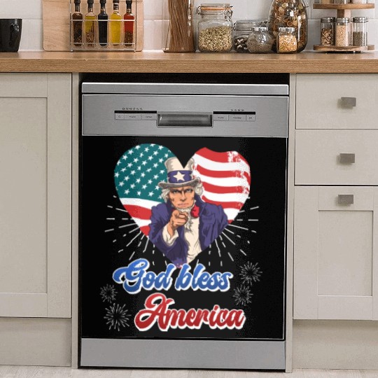 God Bless America Independence Day 4th July USA Dish Washer Covers