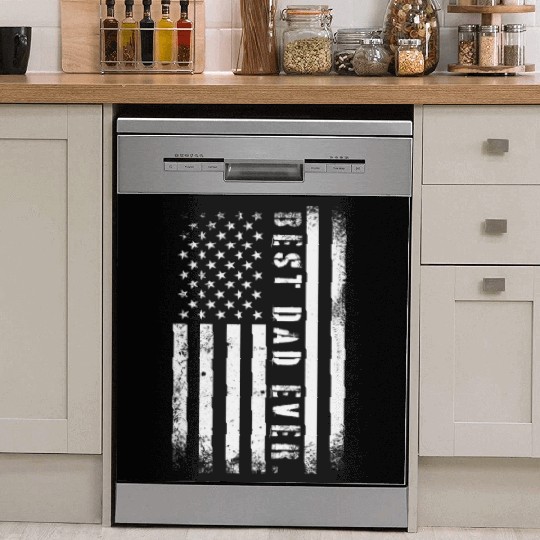 Father's day Best dad ever with US american flag Dish Washer Covers