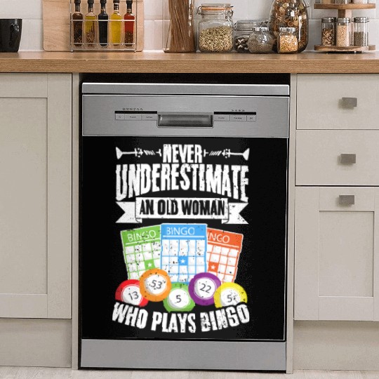 Never Underestimate An Old Woman Vintage Bingo Dish Washer Covers