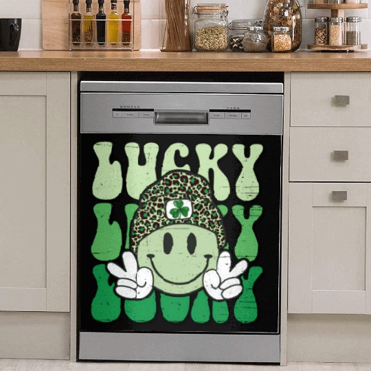 St Patric Day Lucky Shamrock Smile Face Dish Washer Covers