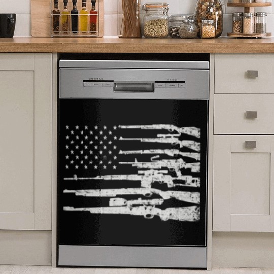 Big American Flag With Machine Guns 2A Flag Dish Washer Covers