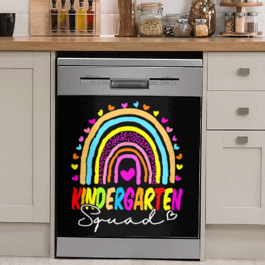 Back To School Kindergarten Squad Rainbow Teacher Dish Washer Covers