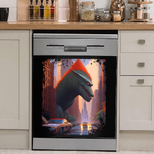 King Of Monsters Takes On City And Muscle Dish Washer Covers