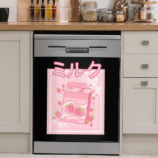 90S Japanese aii Strawberry Milk Shake Carton Dish Washer Covers