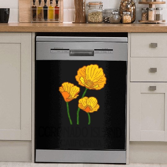Coronado Island California Ca Poppy Flower State Dish Washer Covers