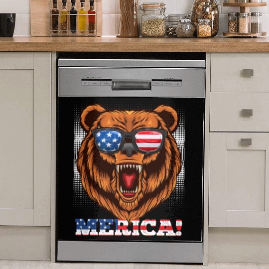 Merica Independence Day American Bear USA Party Dish Washer Covers