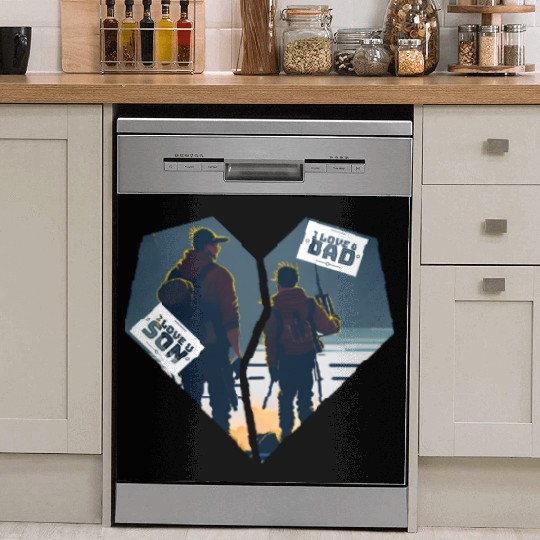 Connected Hearts: A Father Son Design of Love Dish Washer Covers