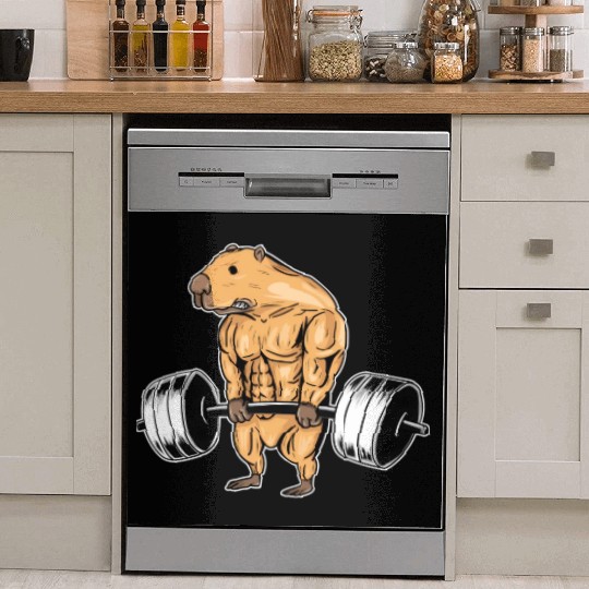 Weightlifting Capybara Bodybuilding Fitness Gym Dish Washer Covers
