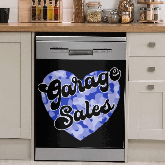 Garage Sales blue camo heart Dish Washer Covers