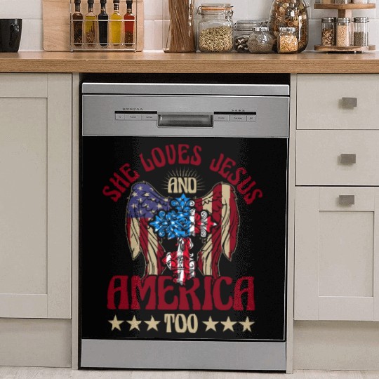 She loves jesus and America too Dish Washer Covers