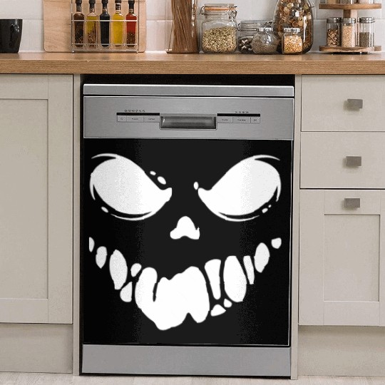 Black Spooky scary Ghost face Dish Washer Covers design