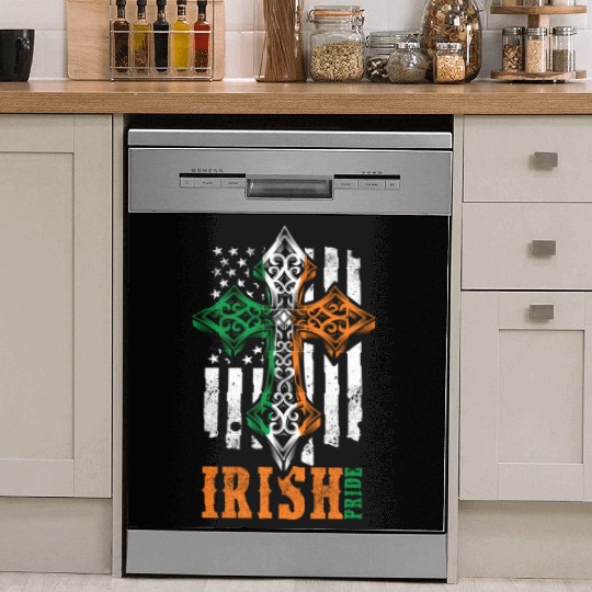 Irish American Flag Celtic Cross Dish Washer Covers