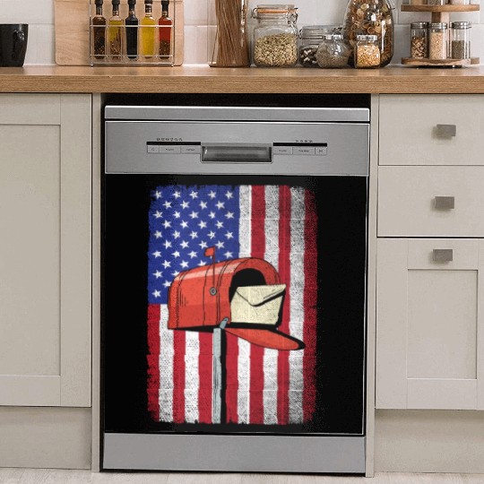Postal Worker Vintage American Flag Postal Service Dish Washer Covers