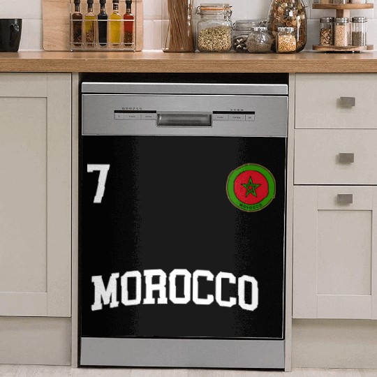 Morocco Team Sports Number 7 Soccer Moroccan Flag Dish Washer Covers