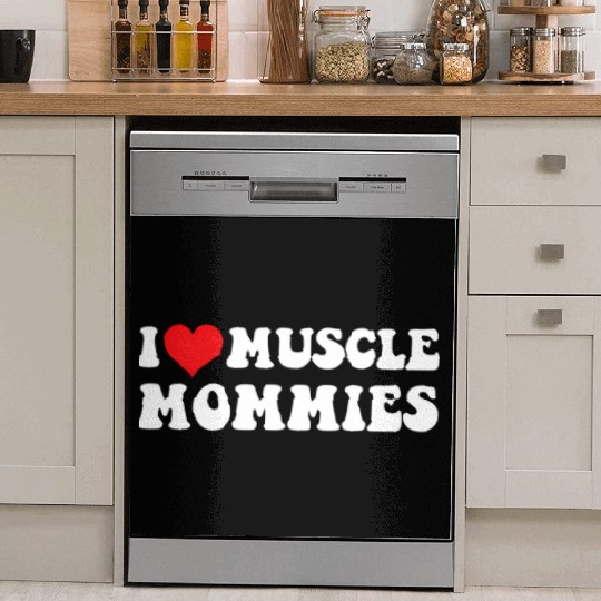I Love Muscle Mommies Groovy I He Gym Dish Washer Covers