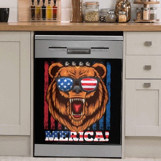 Merica Independence Day American Bear USA Party Dish Washer Covers