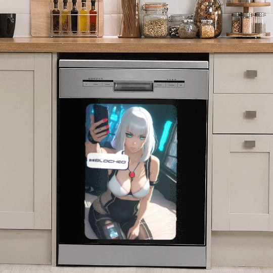 Cyberpunk Waifu Influencer Design 1 Dish Washer Covers