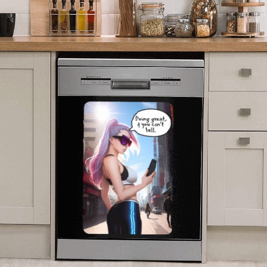 Cyberpunk Waifu Influencer Design 7 Dish Washer Covers