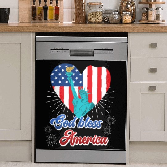 God Bless America Independence Day 4th July USA Dish Washer Covers