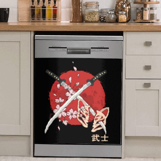 Ancient Japanese Cherry Blossom Samurai Katana Swo Dish Washer Covers