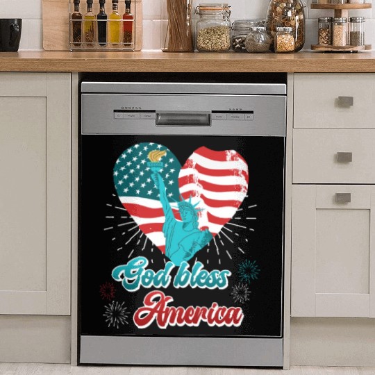 God Bless America Independence Day 4th July USA Dish Washer Covers