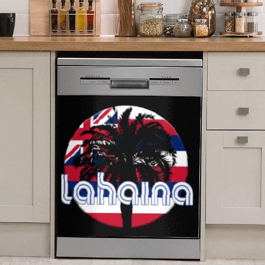 Lahaina Maui Hawaii Hawaiian Flag Native Palm Tree Dish Washer Covers