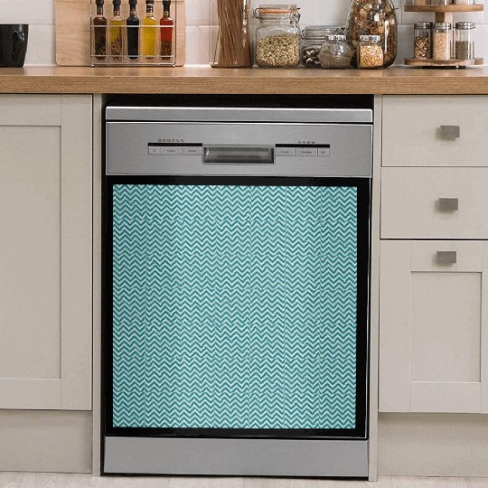 Retro Teal Chevron Pattern Dish Washer Covers