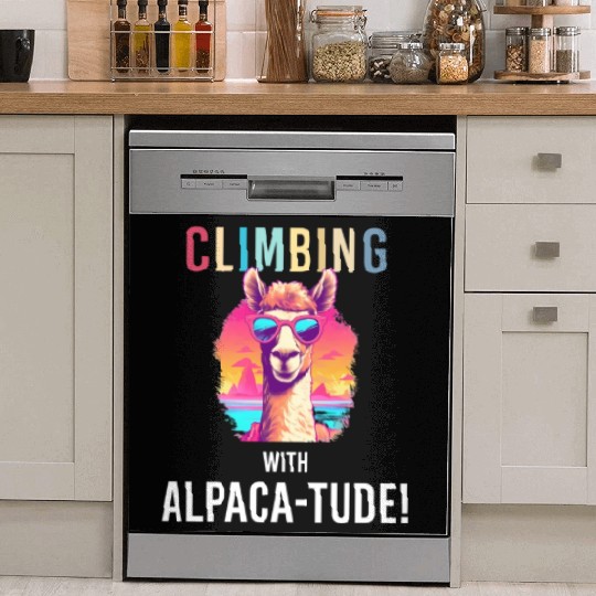 Funny Alpaca with Sunglasses - Alpaca-tude Dish Washer Covers