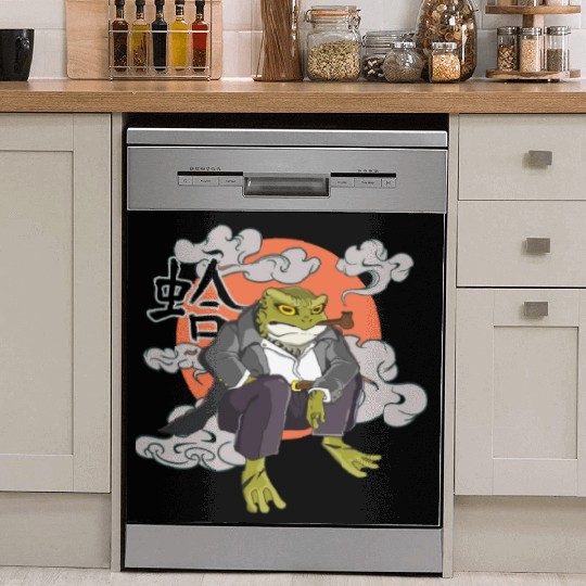 Japanese frog in Yakuza gangster costume Dish Washer Covers