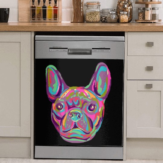 French Bulldog Frenchie head Pop art style Dish Washer Covers