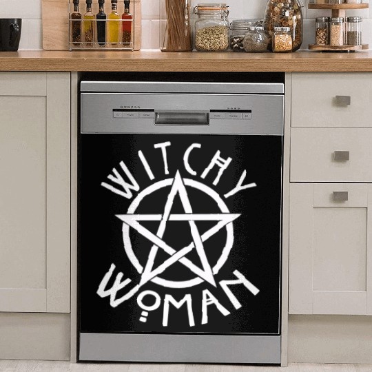 WITCHY WOMAN WITH STAR AND CIRCLE green Dish Washer Covers