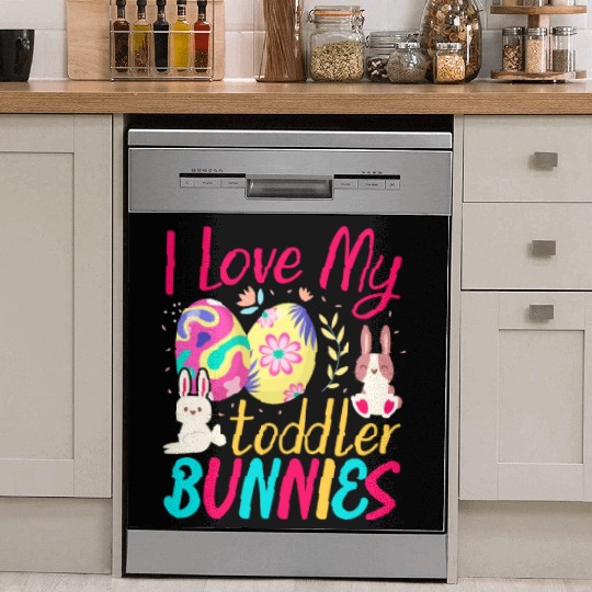 I Love My Toddler Bunnies Teacher Easter Design Dish Washer Covers
